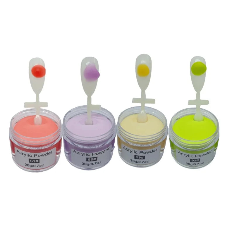 Acrylic Nail Powder Set: 4 Colors Clear Nude Pink White Acrylic Powder for Acrylic Nail Dipping Extension Carving