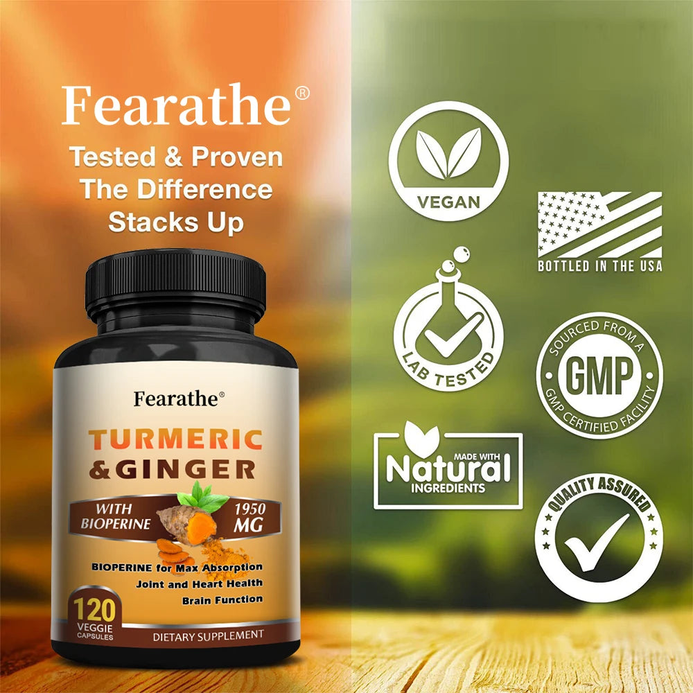 Organic Turmeric Curcumin 1500mg Capsules with Ginger & Black Pepper, Support Joint, Muscle, Digestive & Immune Wellness