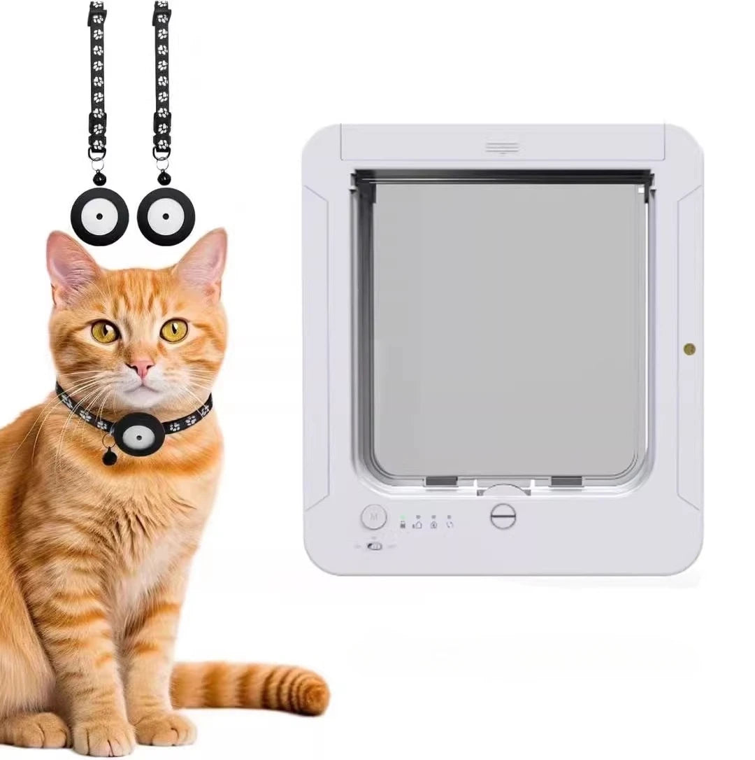 Smart Silent Electric Pet Door for Cats and Dogs Free Passage with Chip Recognition Suitable for Glass, Iron, and Wooden Doors
