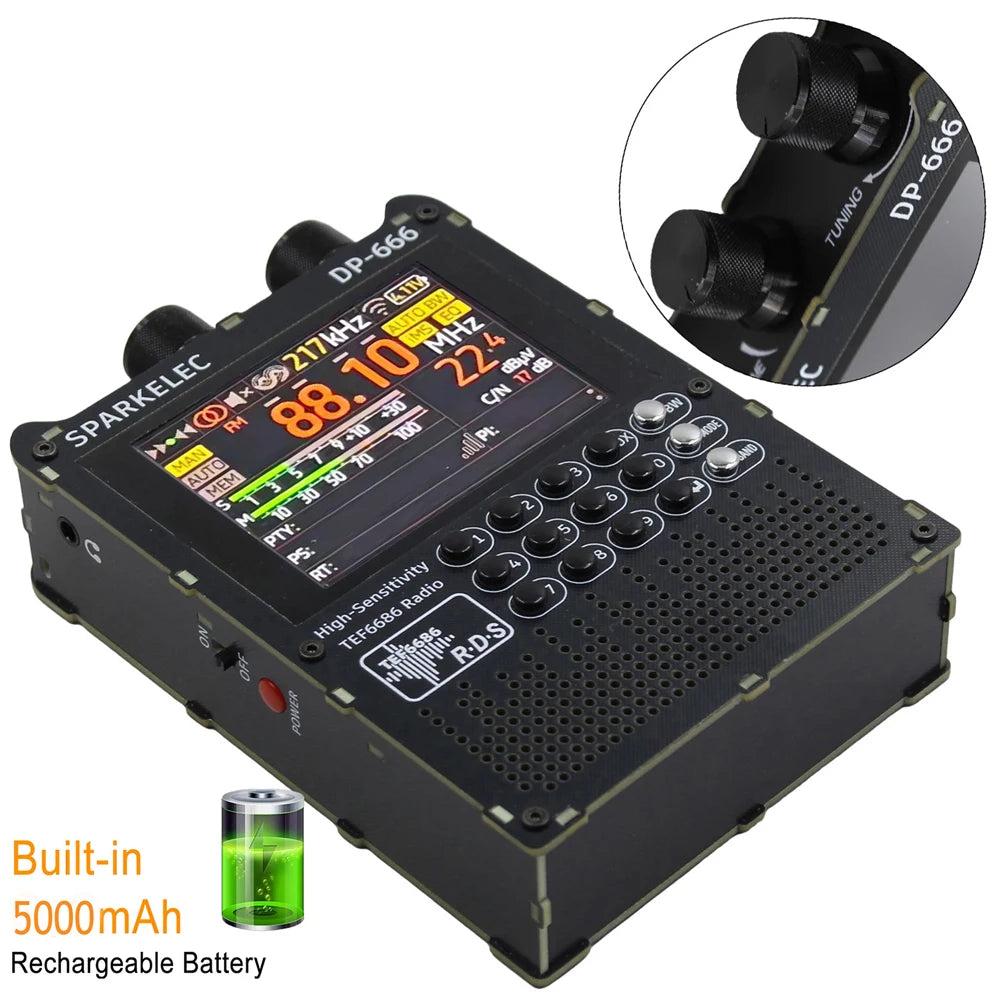 DP-666 TEF6686 Radio High Sensitivity Full Band FM AM LW MW SW Shortwave ESP32 RDS 2.8inch IPS Touch LCD Screen DSP Radio