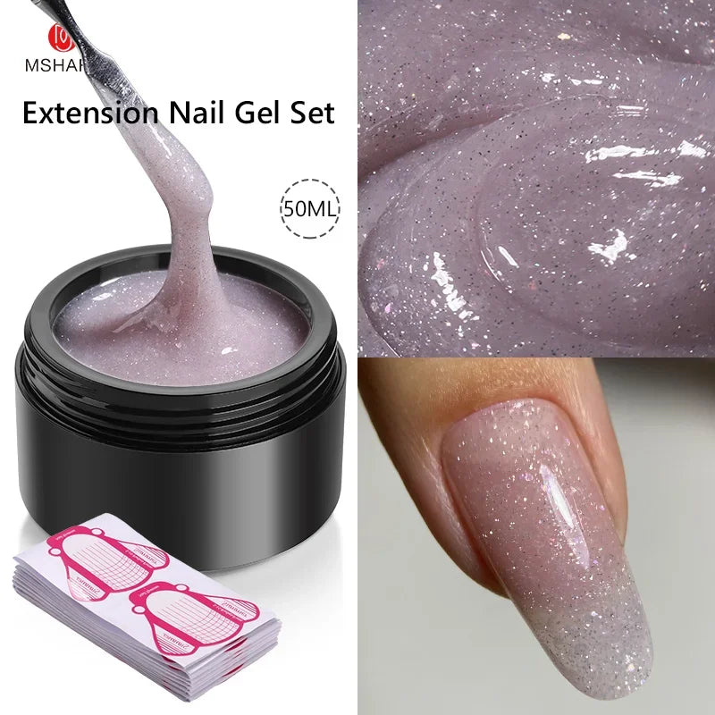 MSHARE 50ML Self Leveling Extension Nail Gel Set UV Led Construction Gel For Manicure Extend French Nail Art Build Nail