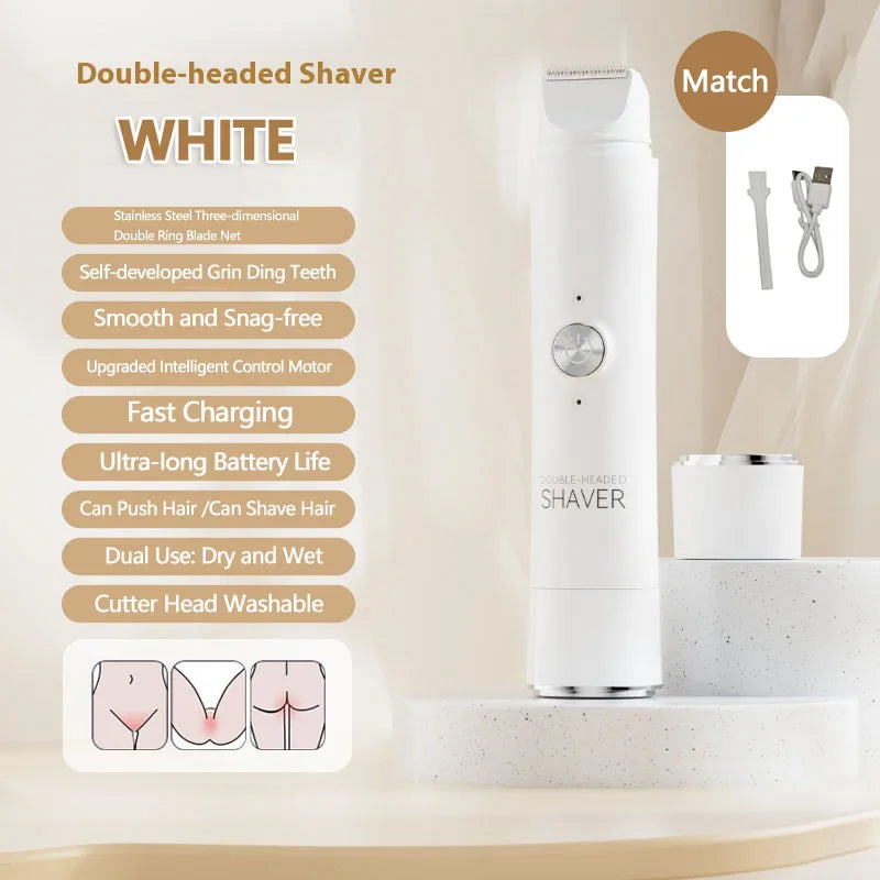 SoftAura Double Head Electric Epilator for Women Rechargeable Painless Hair Remover Shaver Body Private Bikini Gentle Trimming