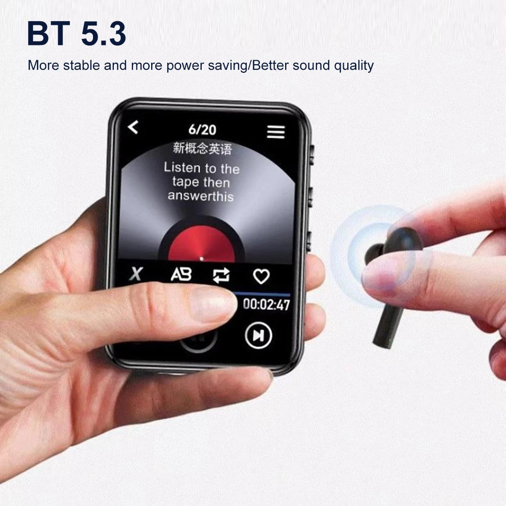 MP3 MP4 Player HiFi MP4 Walkman Full Touch Screen Bluetooth-Compatible Portable MP3 Player Support FM Radio Recording E-Book