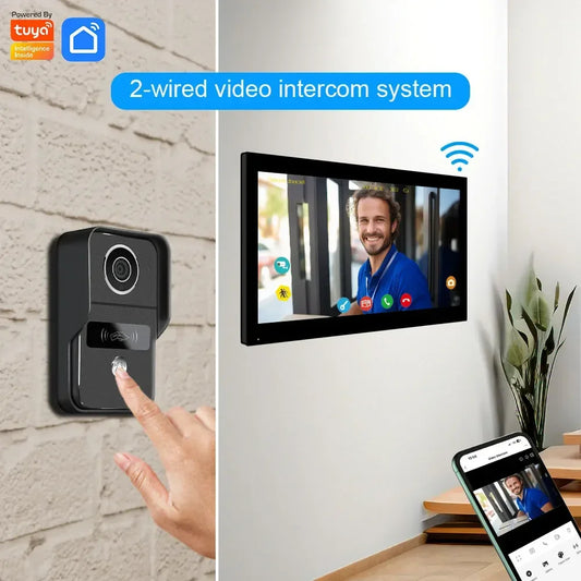 ANJIELO Smart Wifi 2-line intercom video Doorbell System 7/10-inch monitor 1080P doorbell camera Video doorbell Cartuya unlock