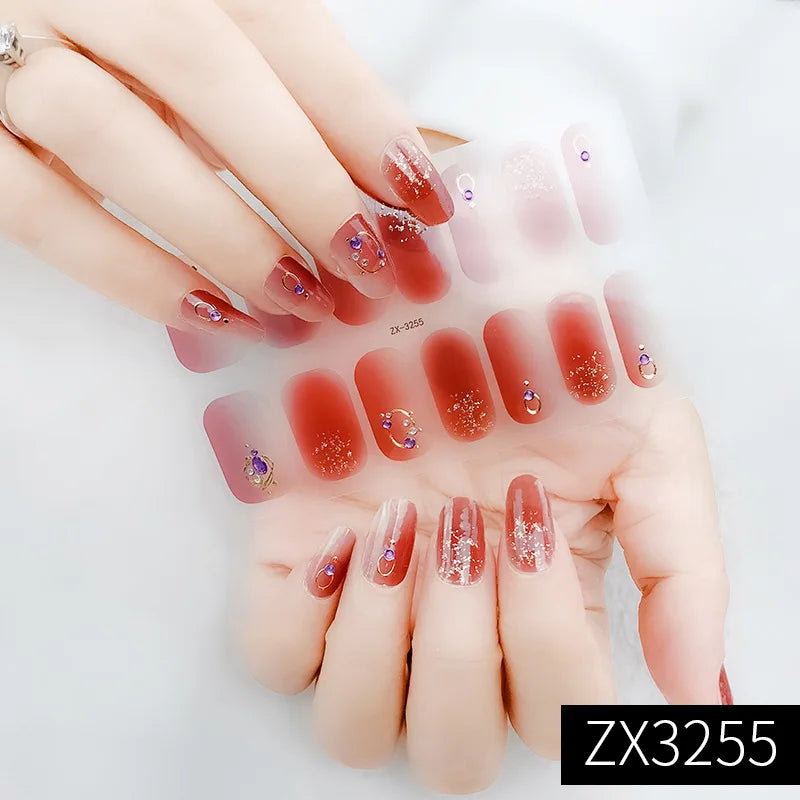 3D Waterproof Nail Art Stickers Self-Adhesive Fashion Colorful Manicure Decal UV LED Lamp Need Gel Nail Decals Nail Decoration