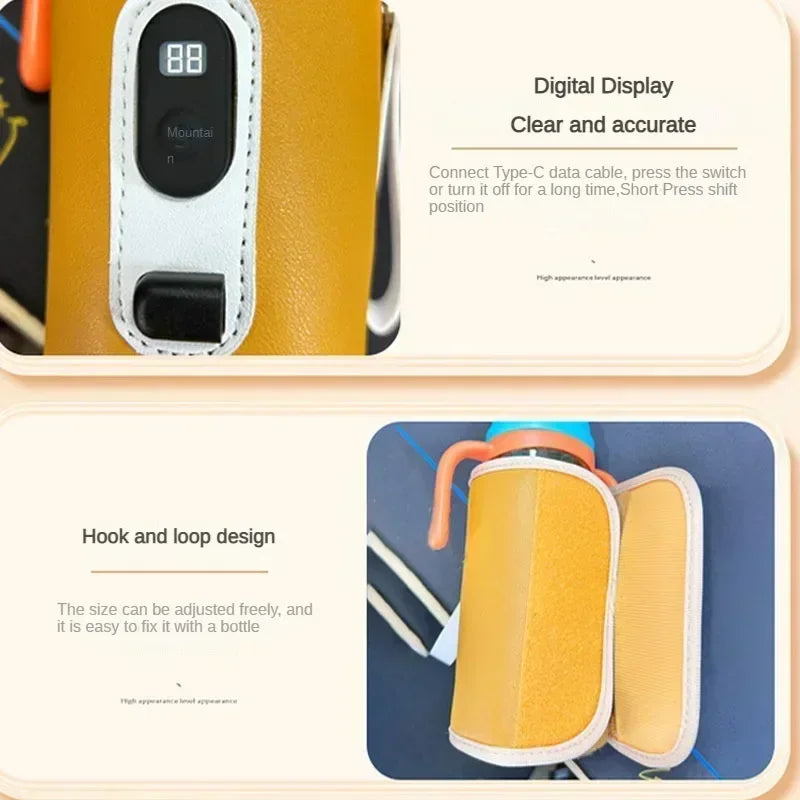 USB Baby Milk Bottle Thermal Bag Digital Display Universal Nursing Bottle Heater Portable Baby Milk Heat Keeper for Traveling