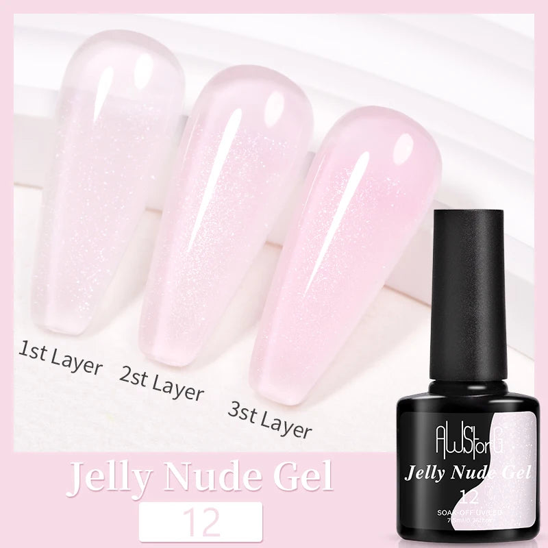 AWStorG 15ML Fiber Builder Nail Gel In A Bottle UV Semi Permanent Clear Pink Nail Strengthener Extension Construction Gel