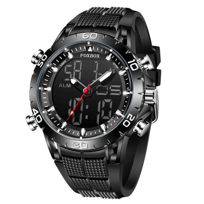 FOXBOX Men Watches Sport Top Brand Luxury Dual Display Quartz Watch Men Military Waterproof Clock Digital Electronic Watch Man