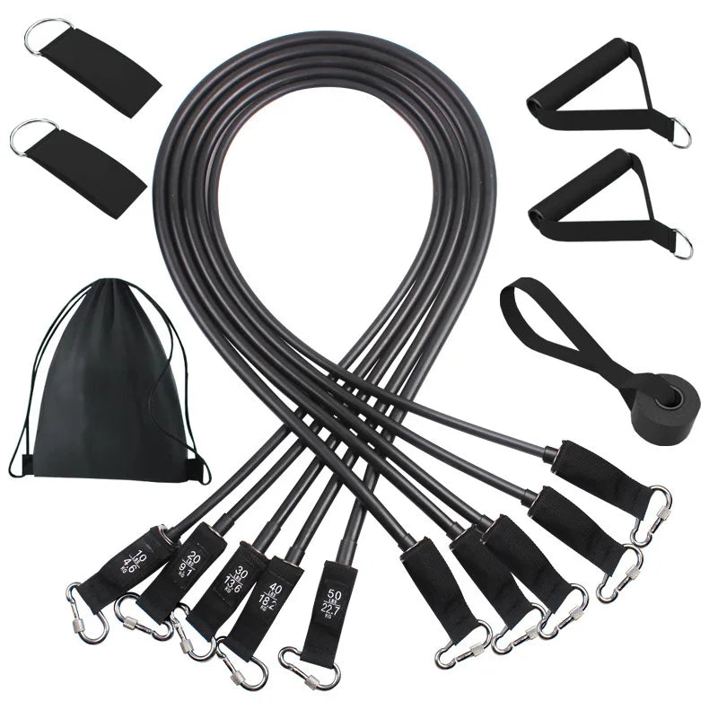 Strength Training Wrapped Resistance Band Set Elastic Fitness Equipment Sports Belt Rods for Home Gym