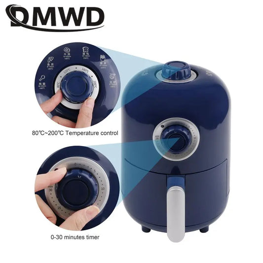 1L Capacity Oil Free Deep Fryer French Fries Chicken Frying Machine Time and Temperature Adjustable Smokeless Mini Bake Oven
