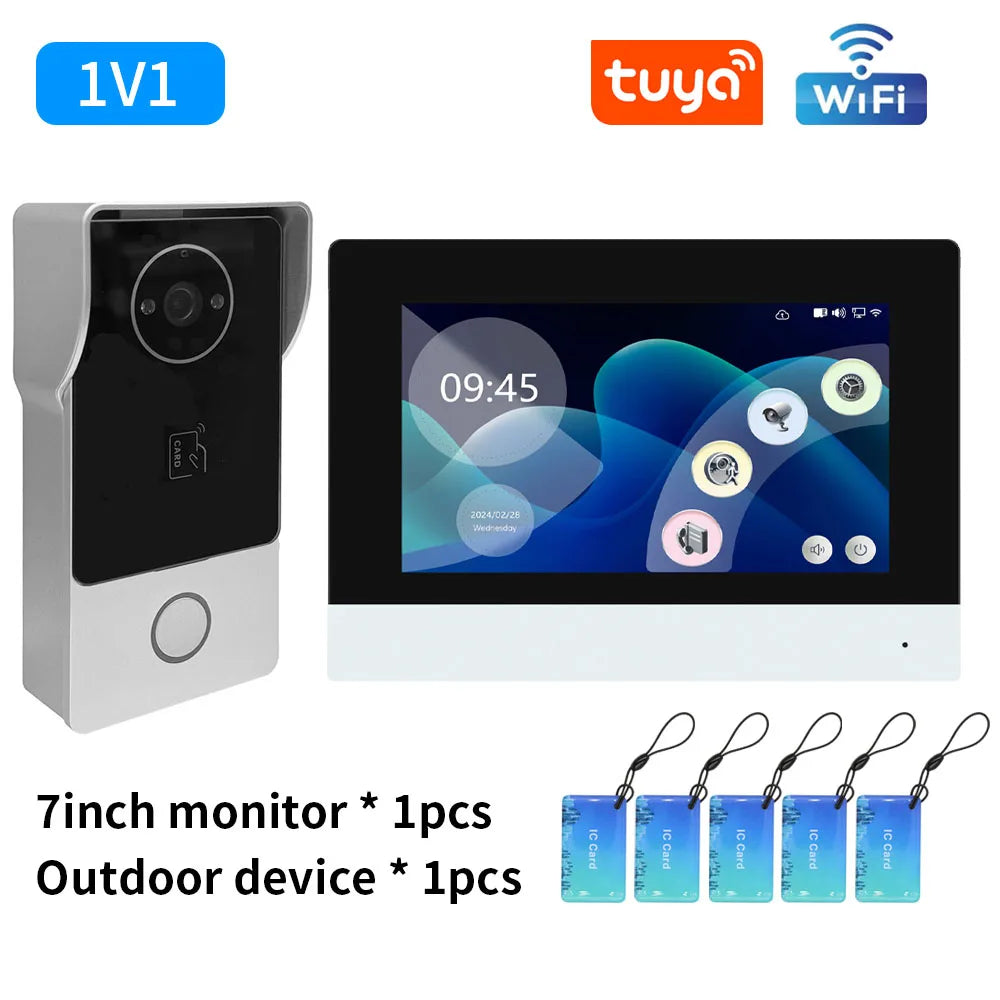 Wifi 1080P Video Intercom Video Doorbell Color Touch Screen Camera Access Control Security IP Villa RFID Support Tuya App