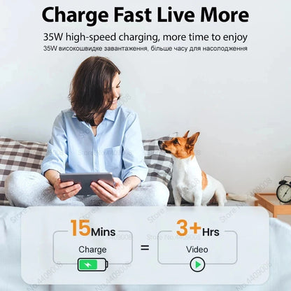 PD 35W USB C Fast Charger For Apple iPhone 16 15 14 13 12 11 Pro Max Fast Charging USB C Type C Charger Cable Phone Accessories