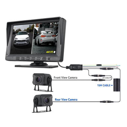 MJDOUD 7 inch Truck Car Monitor 2CH DVR Video 1920*1080p IPS Screen Recorder for Bus truck Reverse Backup Vehicle Camera 12-24V