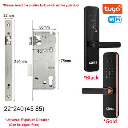 XSDTS Electronic Smart Door Lock Tuya Wifi Digital Biometric Camera Fingerprint Smart Card Password Key Unlock
