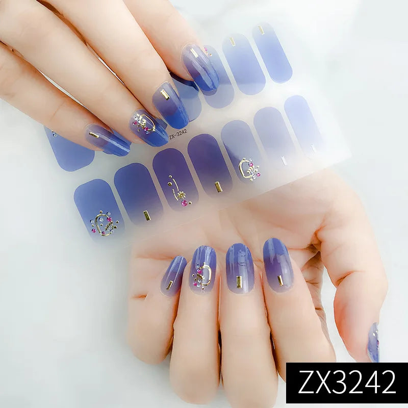 3D Waterproof Nail Art Stickers Self-Adhesive Fashion Colorful Manicure Decal UV LED Lamp Need Gel Nail Decals Nail Decoration