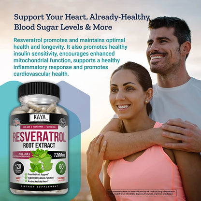 Resveratrol Capsules - Antioxidant Supplement To Support Circulatory Health and Overall Wellness,Promotes Cardiovascular Support