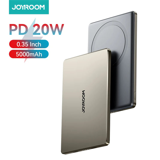JOYROOM 5000mAh 0.35 Inch Ultra Slim Power Bank for Magsafe Wireless Portable Charger with USB-C Cable for iPhone 16/15/14/13/12