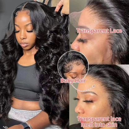 Body Wave Glueless Wig Human Hair Wig  40 inch 13x6 Lace Frontal Wig 360 Full Lace Wigs of Women Pre cut Lace Water Wave Wigs