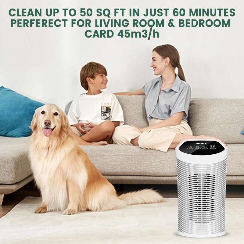 Sejoy 25W HEPA Air Purifiers For Bedroom 200 sq.ft Portable Air Cleaner For Smoke Pollen Hair Smell Air Purifier with Sleep Mode