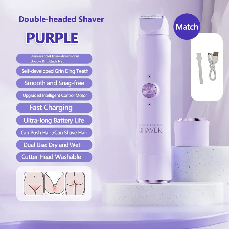 SoftAura Double Head Electric Epilator for Women Rechargeable Painless Hair Remover Shaver Body Private Bikini Gentle Trimming