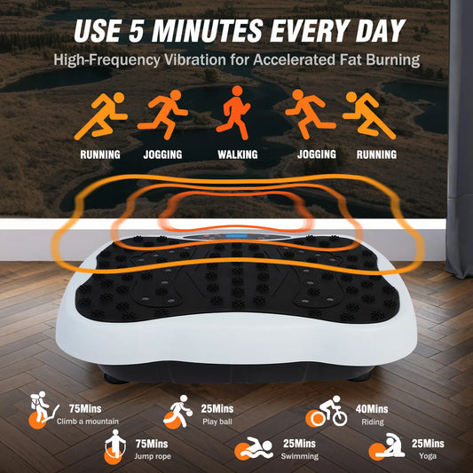 Full-Body Vibration Plate Exercise Machine Fitness Equipment Workout 330lbs Weight Loss with Resistance Bands Remote Control Merit Sell