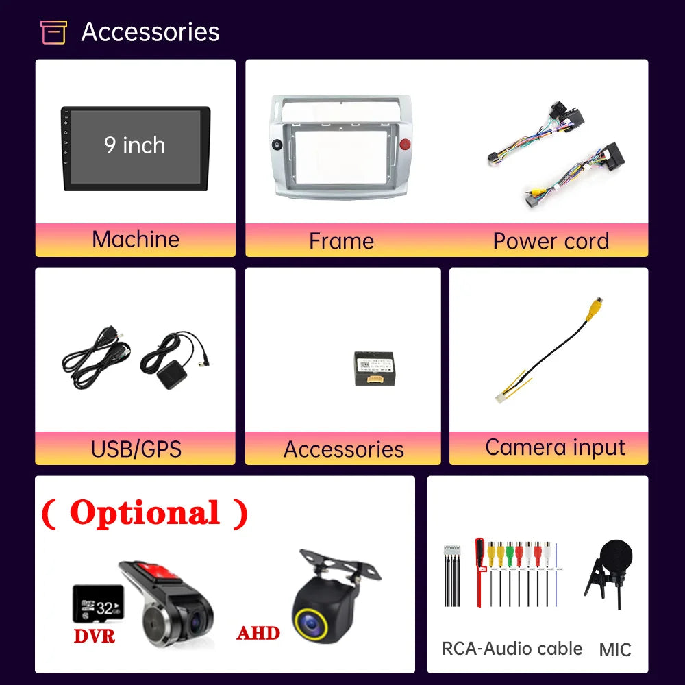 Car Radio For For Citroen C4 C-Triomphe Quatre 2004 2005-2009 Wireless CarPlay Android Auto DSP Car Multimedia GPS DVR autorad