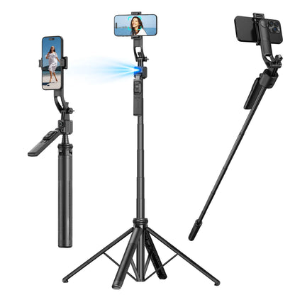 C17 Tripod 360°Auto-Rotation AI Tracking Remote Control Bluetooth Shooting Quadrapod Selfie Stick Stabilizer Optional Fill Light