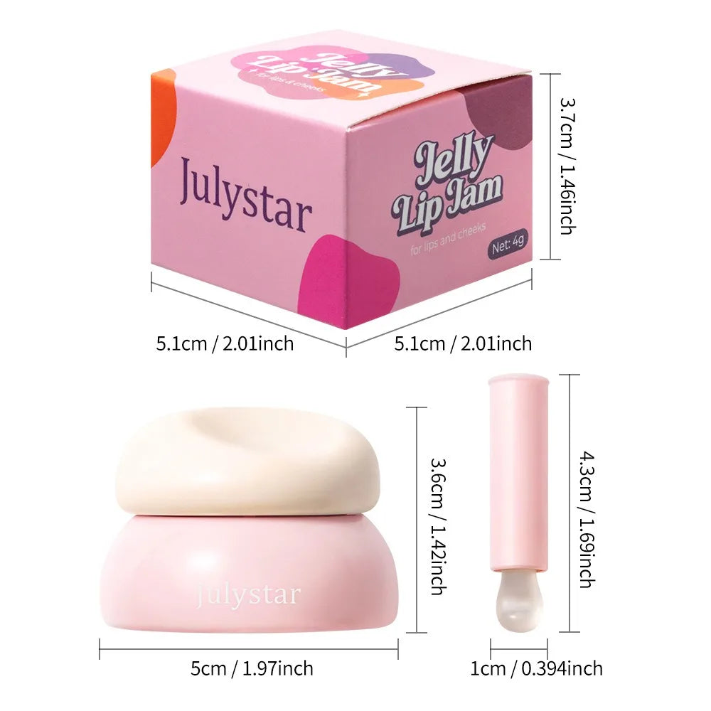 Long-lasting Moisturizing Solid Lip Jelly Red Tinted Lip & Cheek Jam Lip Balm Smooth Gloss Jelly LipGloss Water Light Lipsticks