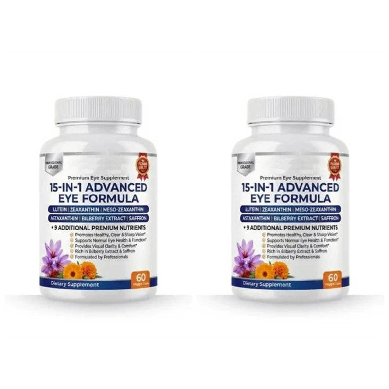 Lutein Zeaxanthin Astaxanthin Capsules with Bilberry Saffron, Daily Eye Nutrition Supplement for Adults, 60 Veg Capsules