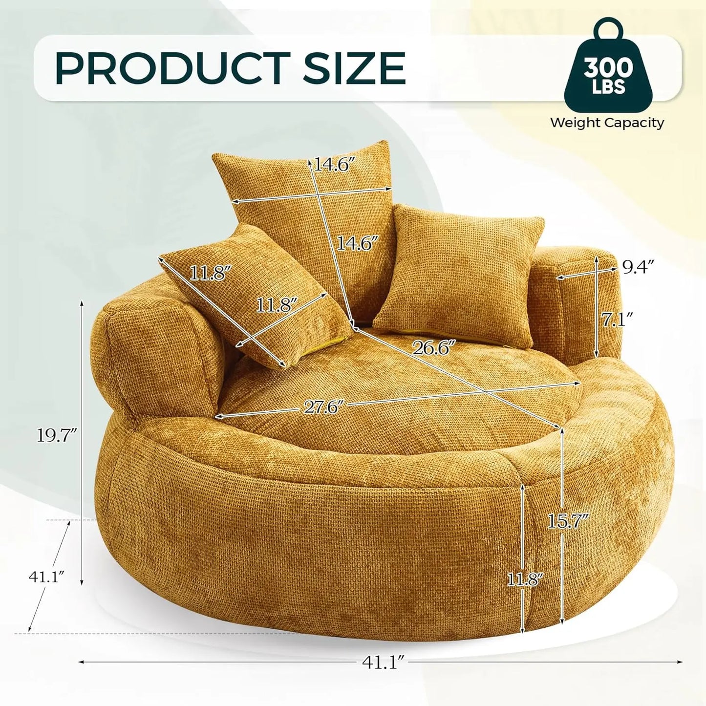 Large Oversized Bean Bag Sofa Chairs Couch with Pillows, Stuffed Round Sofa Chair , Customized Bean Bag Chairs for Adults