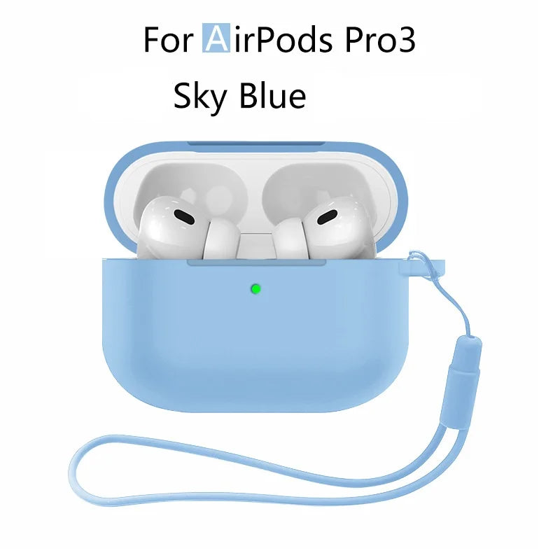 For AirPods Pro 3 2025 Case Silicone Protector for airpods Pro Front LED Visible Pro 2 Case cover with Lanyard for airpods pro 2