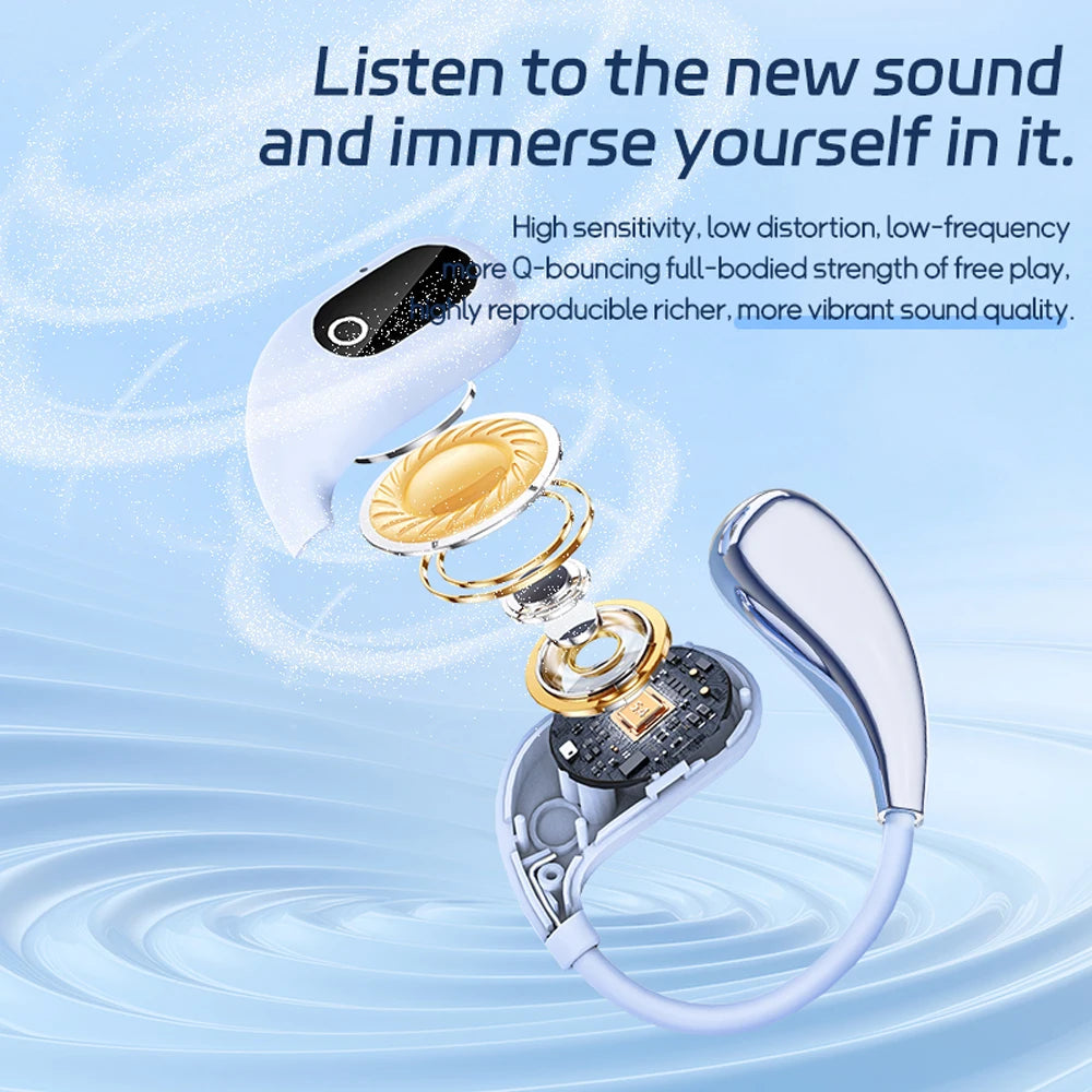 Bluetooth 5.4 Ear Hook Earphones TWS Smart Voice Open-Ear Earbuds Wireless Noise Canceling Translation Earbud For Travel Learn