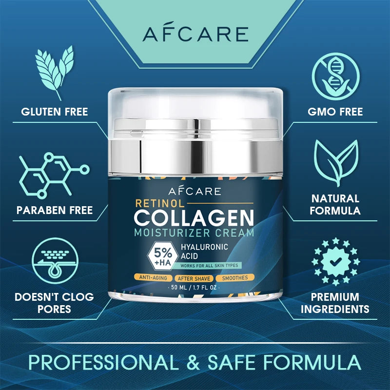 Face Moisturizer Collagen Retinol Cream Hyaluronic acid For Men Moisturizer Products Day Night Cream Neck Hand Skin Care