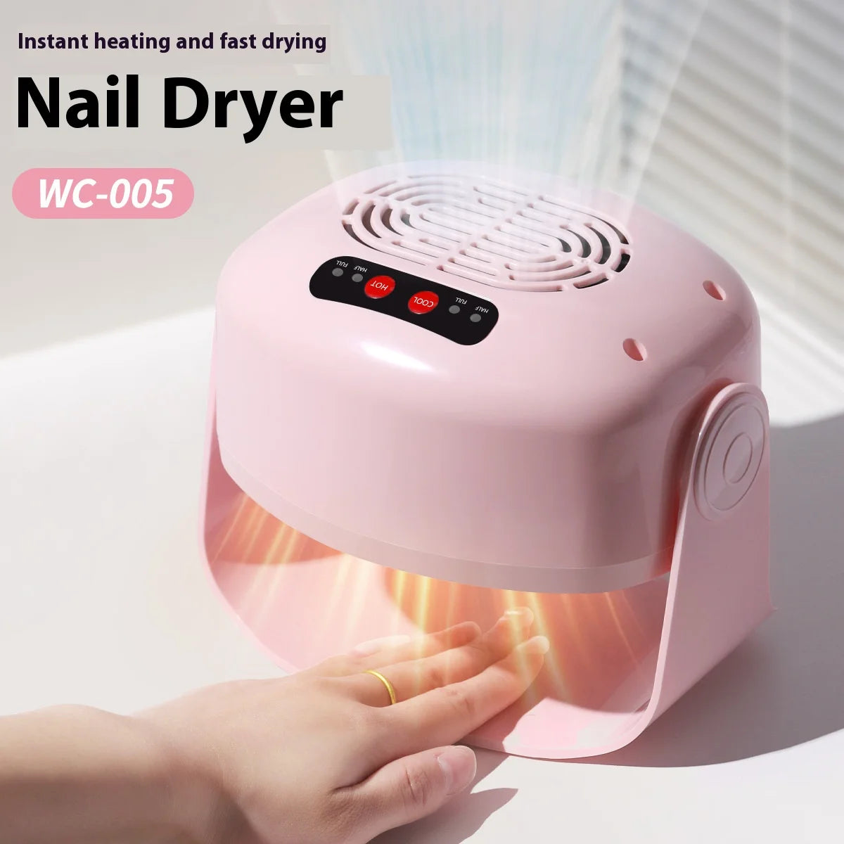 Nail Dryer Machine Quick-Dry Nail Portable Nail Dryer with 180° Rotation Hot-and-Cold Blower for Hand Foot Care