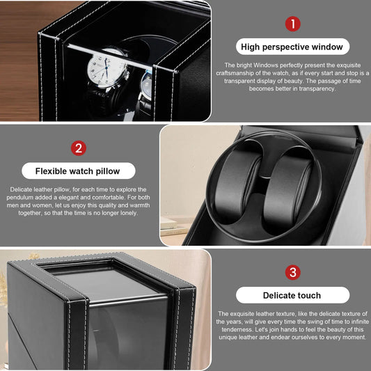 Automatic Single Watch Winder Noiseless Watch Winder for Business Motor leather Watch Rotator AC Adapter