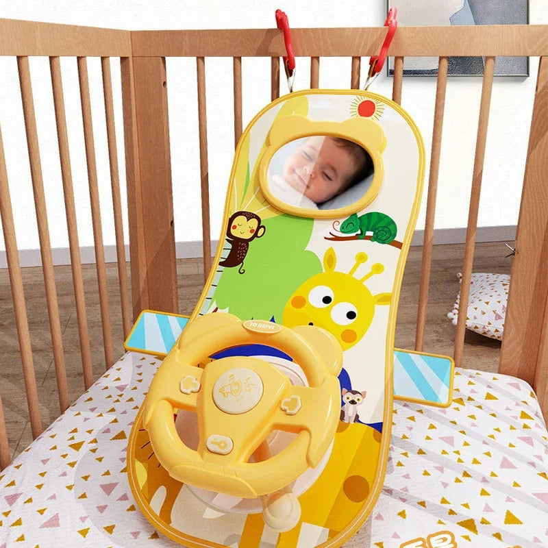 Simulate Driving Car Copilot Steering Wheel Eletric Baby Toys with Sound Kids Musical Educational Car Seat Driving Vocal Toys