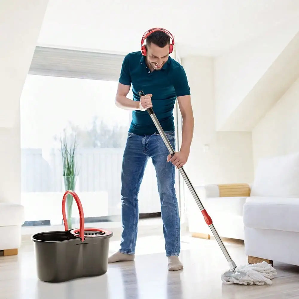 Mop And Bucket Set With 360° Rotatable Mop 3 Microfiber Heads 61-Inch Adjustable Handle Efficient Cleaning Supplies