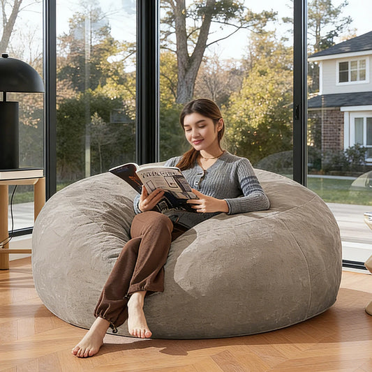 Bean Bag Chair 6 ft., filled with memory foam. Large bean bag chair suitable for adults, featuring a soft sofa with removable fl
