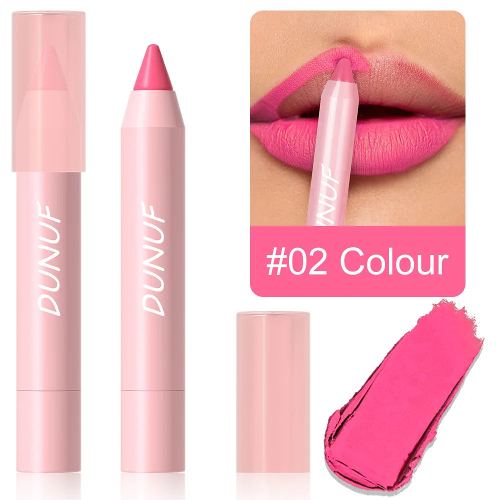 18-Colors Lipstick Pencil Waterproof Sexy Red Matte Contour Tint Lipstick Lasting Non-stick Cup Lipliner Pen Lip Makeup Cosmetic - Merit Sell