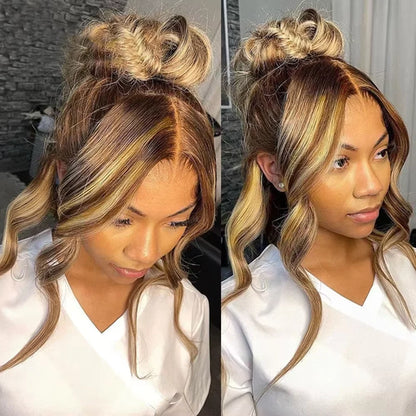 40 44 Inch Highlight Ombre Straight Wig P4/27 Honey Blonde 360 Full Hd Lace Front Colored Human Hair Wigs 13x6 Lace Frontal Wig