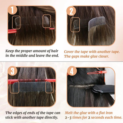 Ugeat Tape in Hair Extensions Balayage Natural Black to Ash Blonde Tape in Hair Extensions Platinum Blonde Tape in Hair for Wome