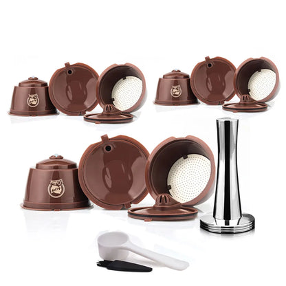 1/2/3/4/6/9/10pcs Refillable Reusable Coffee Capsules Pods For Necafe Dolce Gusto Refillable Crema Coffee Filters with Tamper