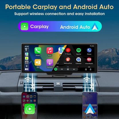 JMCQ Universal 10.26" Android WIFI Car Multimedia Player Bluetooth Wireless Carplay auto Monitor Screen for YouTube for Netflix