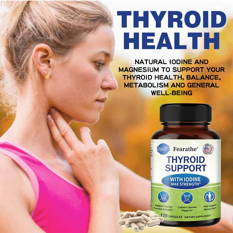 Thyroid Supplement for Men and Women - Thyroid Health, Metabolism, Energy and Focus Formula - 120 Capsules,Non-GMO