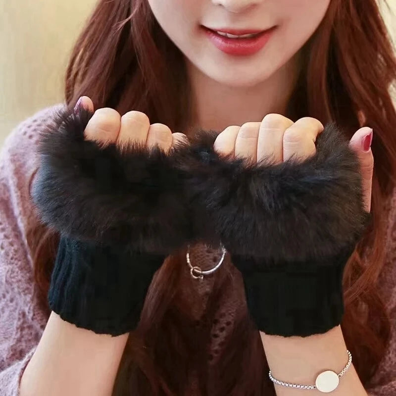 nail art gloves white plush knitted elastic fingerless gloves for photo nails warm sleeve decoration Nails Accessories supplies