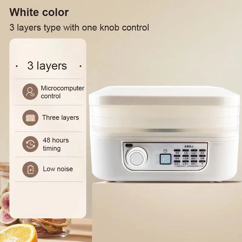 DMWD Food Dehydrator 5 Trays Dried Fruit Vegetable Herb Meat Drying Machine Electric Yogurt Maker Pet Snacks Air Dryer Oven EU