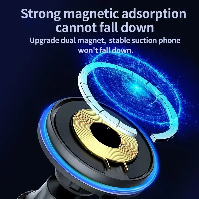 Magnetic Car Wireless Charger RGB For iPhone 13 14 15 16 17 Pro Max Macsafe Car Phone Holder Stand Mount Fast Charging Station