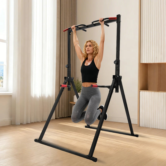 Adjustable Pull Up Bar, 200kg Load Foldable Home Gym Multi-Function Training Station with Parallel Bars for Strength Training Merit Sell