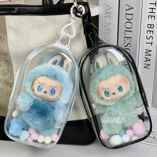 Ropa Labubu Transparent Protector Case Display Bag For 15/17cm Labubu V2 Storage Bag Doll Outfit Accessories【Only Case】