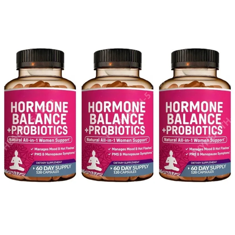 Hormone Balance Supplement Capsules + Probiotics for Women Menopause Relief PMS Non GMO 120 Capsules